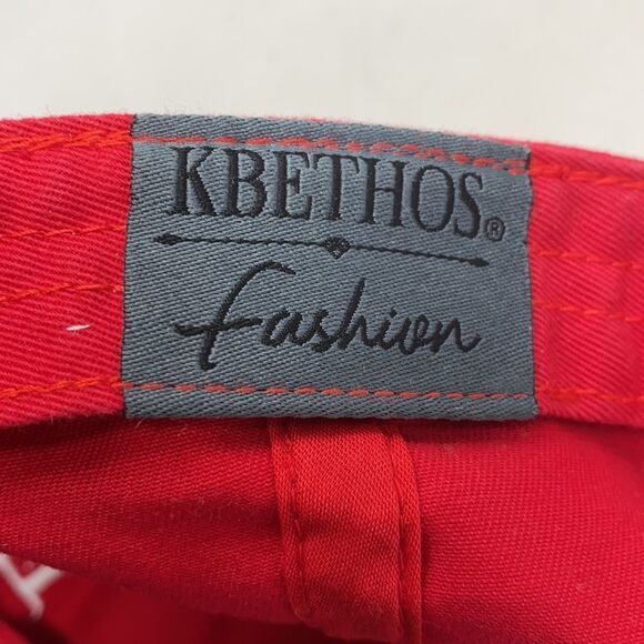 RED Distressed Canvas 6 Panel Adjustable Dad Hat Lit - Picture 5 of 5